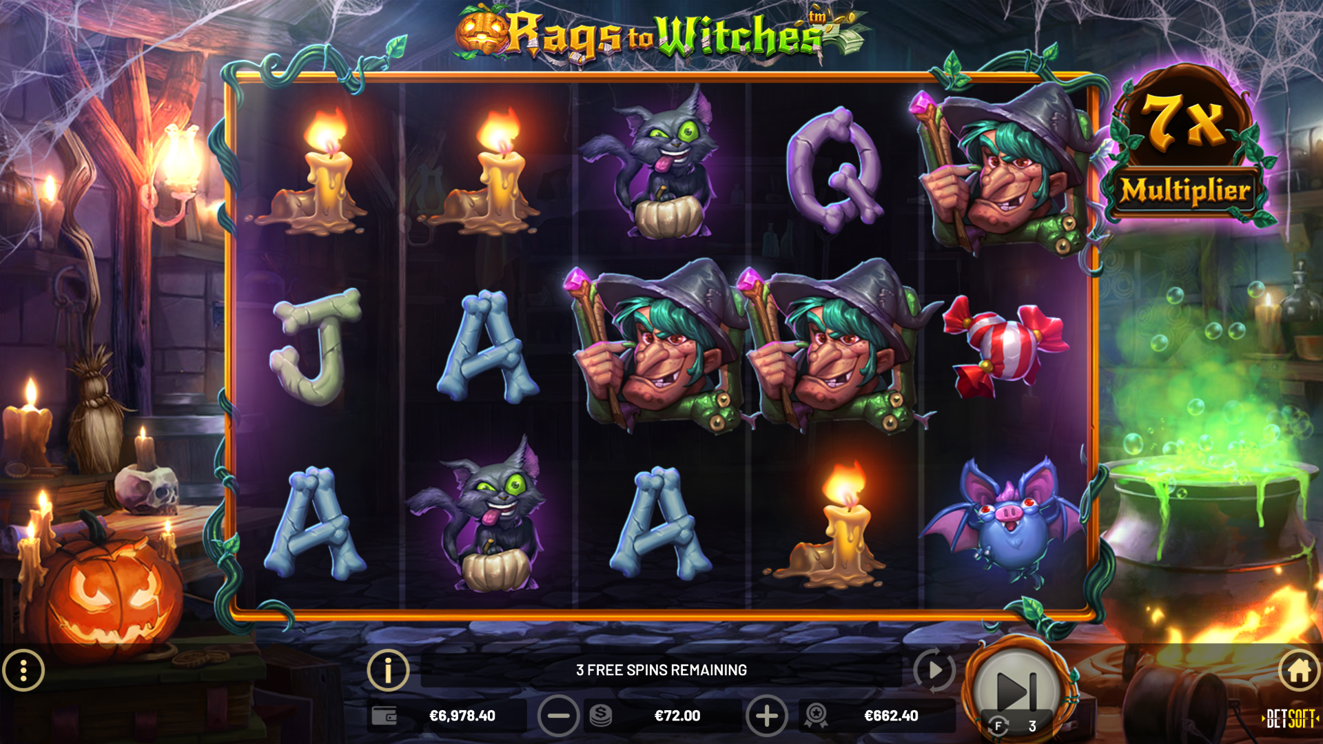 BetSoft Rags to Witches Screenshot